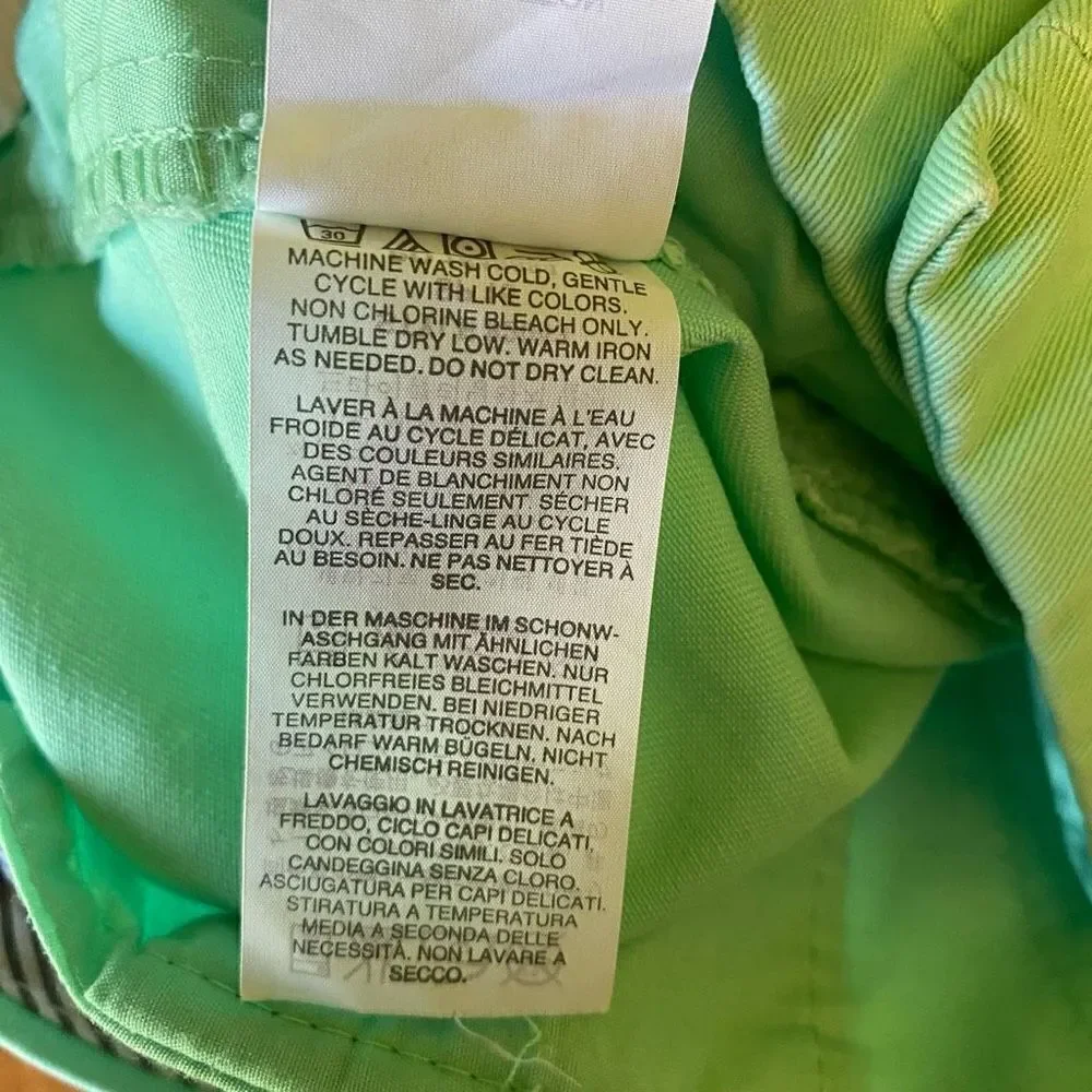 J. Crew Womens Green Pocket Casual 100% Cotton Mid Rise Chino Shorts Size 6